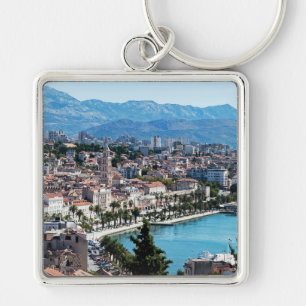 Porte-clés Vue aérienne de la ville divisée en front de mer, 