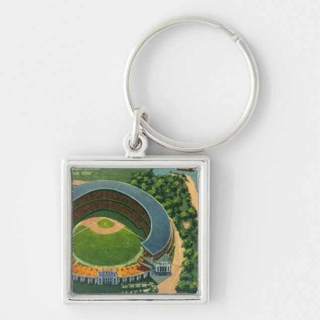 Porte-clés Vue aérienne du stade municipal de Cleveland, OH (Devant)