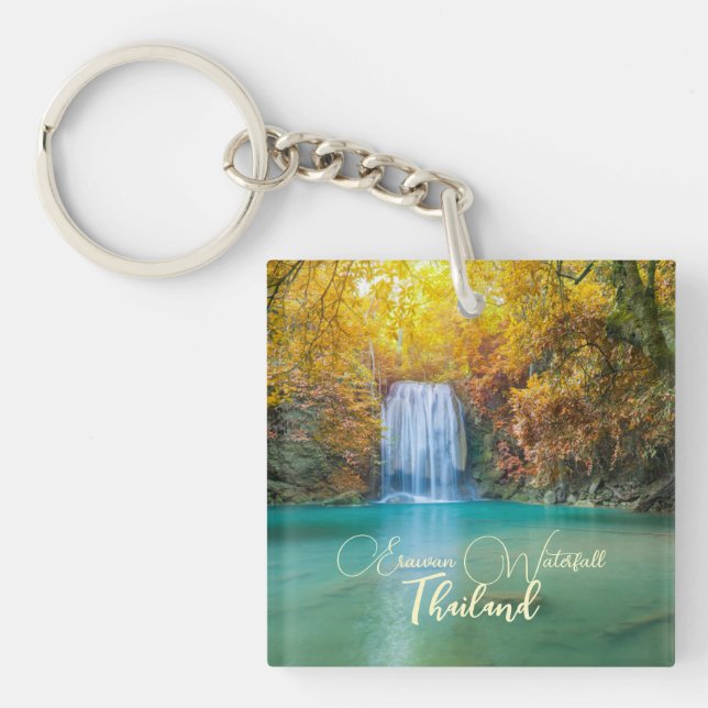 Porte-clés Vue d'automne de la cascade d'Erawan Thaïlande (Devant)