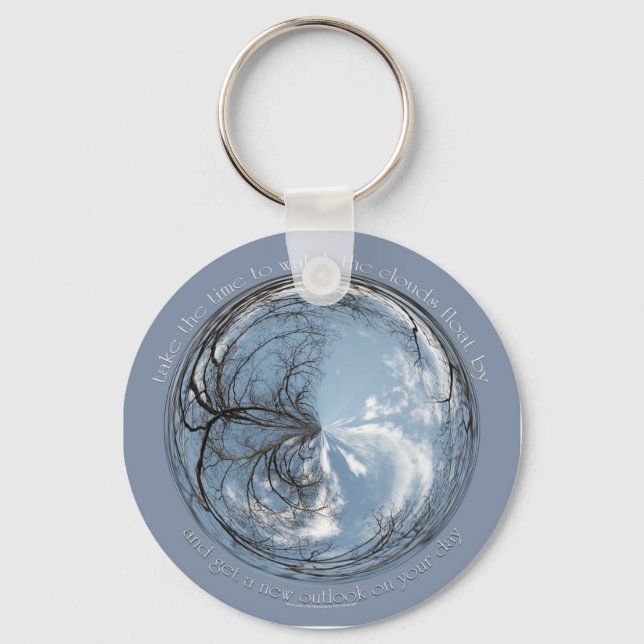 Porte-clés vue de bulle sur le ciel avec chêne - nuages (Recto)