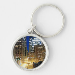 Porte-clés Vue de nuit du paysage urbain de Chicago