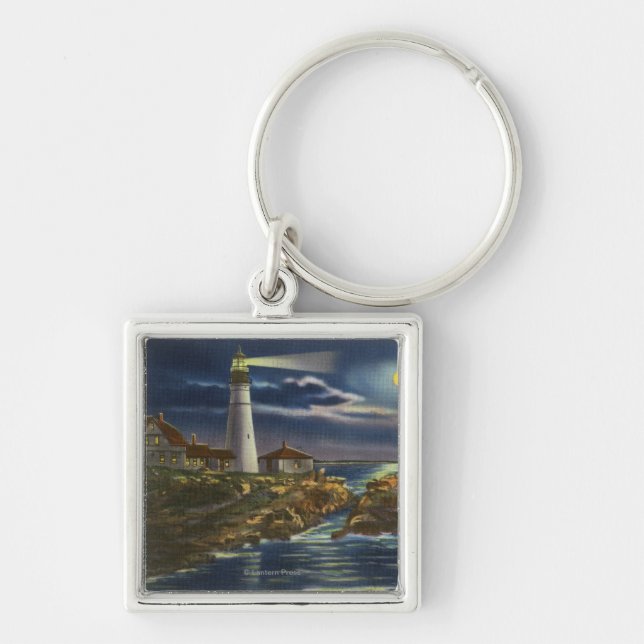 Porte-clés Vue sur la lune du phare Portland Head (Devant)