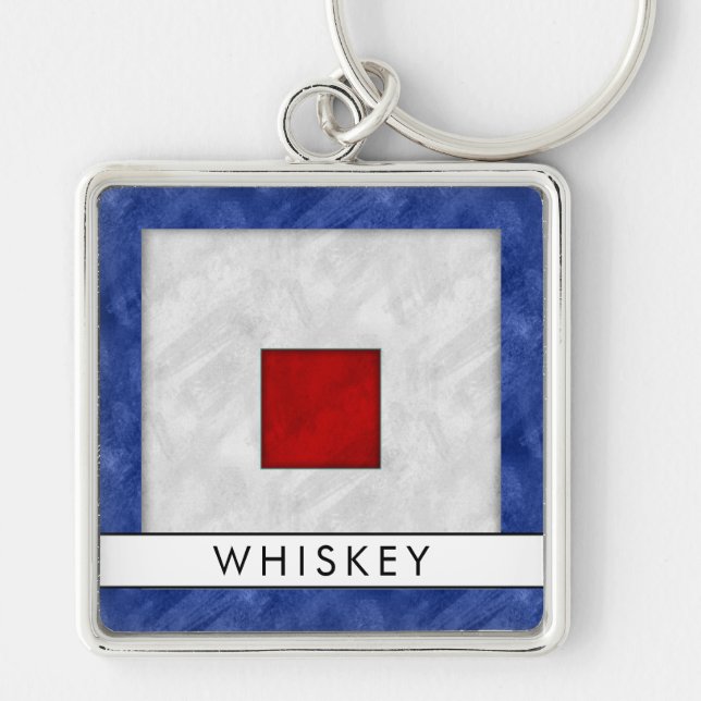 Porte-clés W Whiskey Nautical Signal Flag + Your Name (Devant)