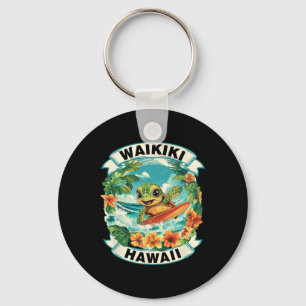 Porte-clés Waikiki Hawaii Mignonne Tortue de Mer Surfant Vaca