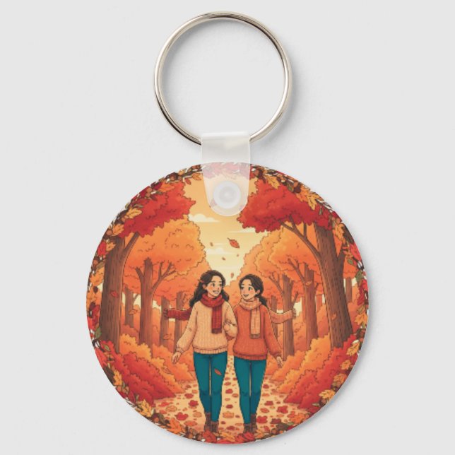 Porte-clés Walking Friends Icon | Cute Thanksgiving Keychain (Recto)