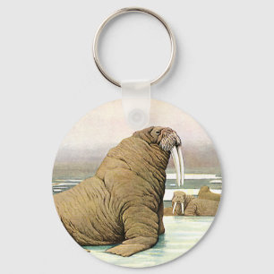 Porte-clés Walrus vintage sur Iceberg en Arctique, Animaux sa