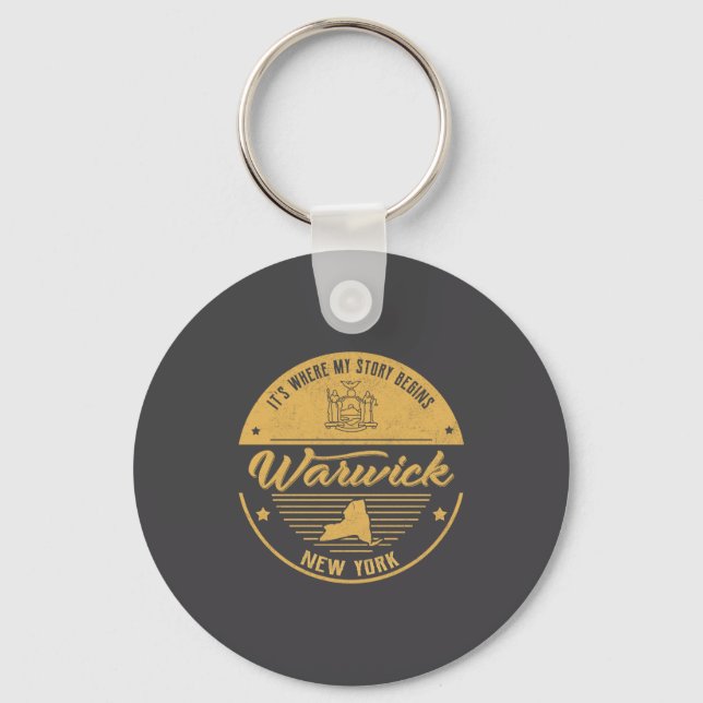 Porte-clés Warwick New York Its Where My Story Begins  (Recto)