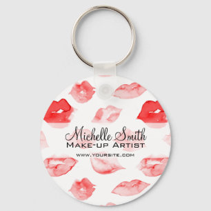 Porte-clés Watercolor red lips pattern makeup branding