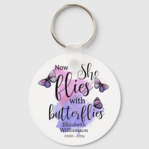Porte-clés Watercolor She Flies With Butterflies Memorial
