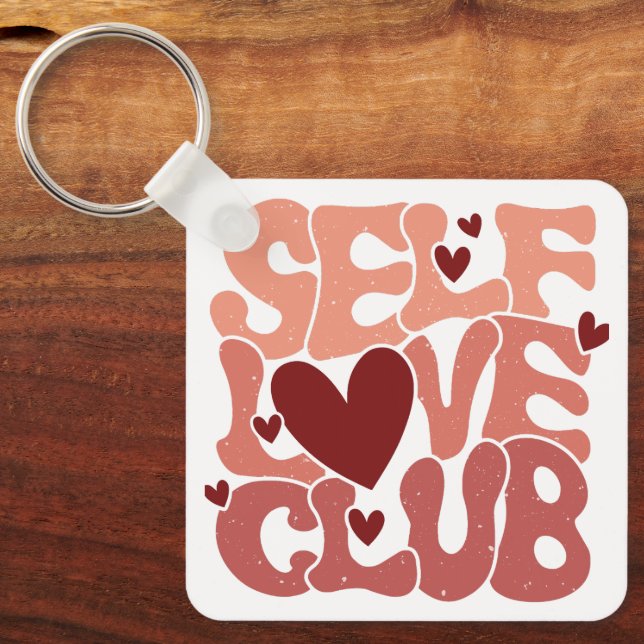 Porte-clés Wavy 70s Font "Self Love Club" Hearts (Recto)