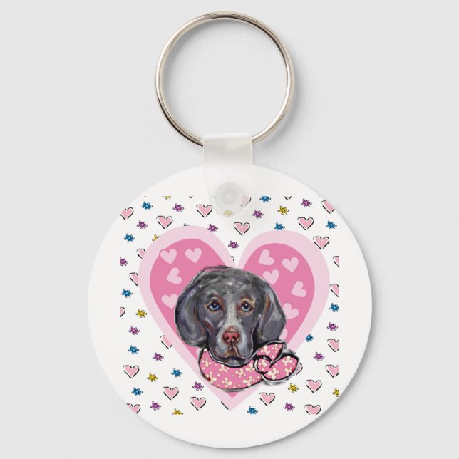 Porte-clés Weimaraner de la Saint-Valentin (Recto)