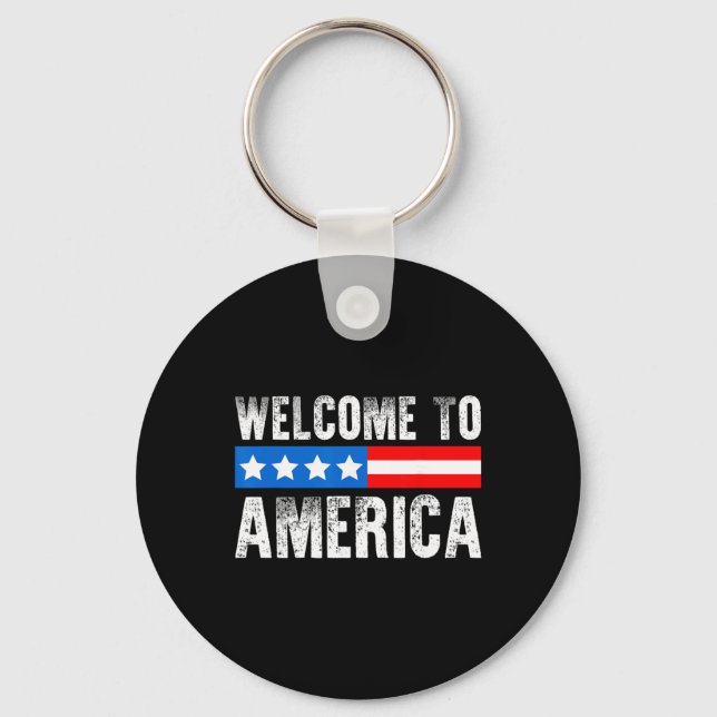 Porte-clés Welcome To America Patriotic Usa Flag New American (Recto)