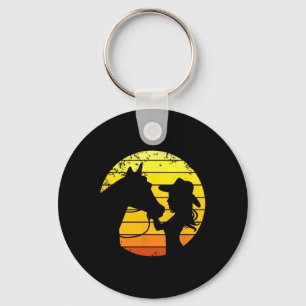 Porte-clés Western Riding Girl Avec Cheval Silhouette Cadeau