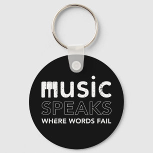 Porte-clés Where Words Fail Music Speed citation w piano keys