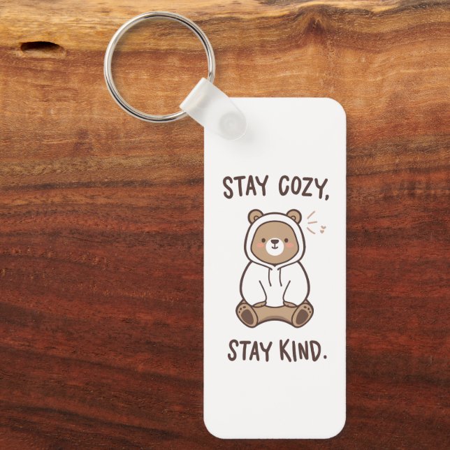 Porte-clés Whimsical Bear with Positive Kindness Quote (Recto)