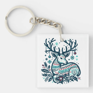 Porte-clés Whimsical Christmas Deer Vector Clipart - Festive