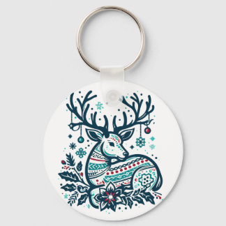Porte-clés Whimsical Christmas Deer Vector Clipart - Festive