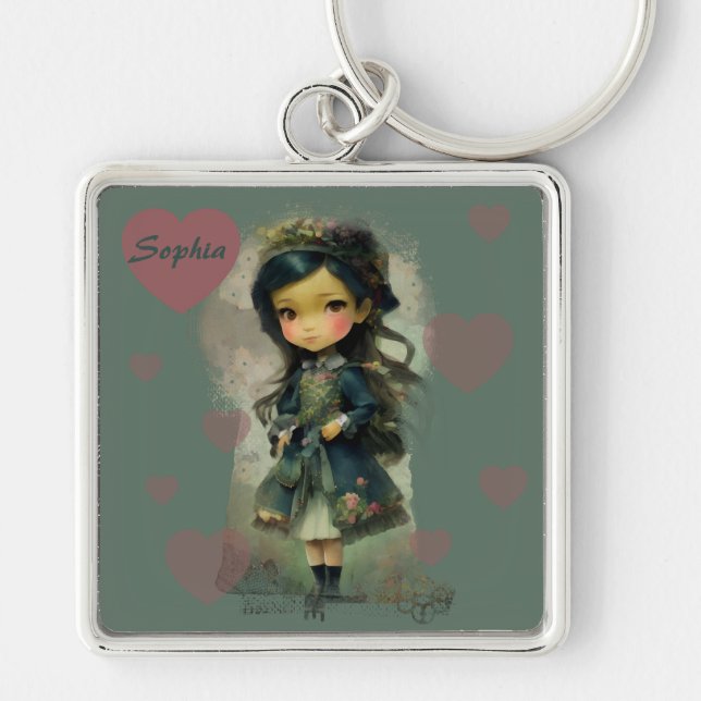 Porte-clés Whimsical Kawaii Fairy Tale Girl (Devant)