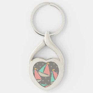 Porte-clés Whimsical Sailboats Porte - clé métallique