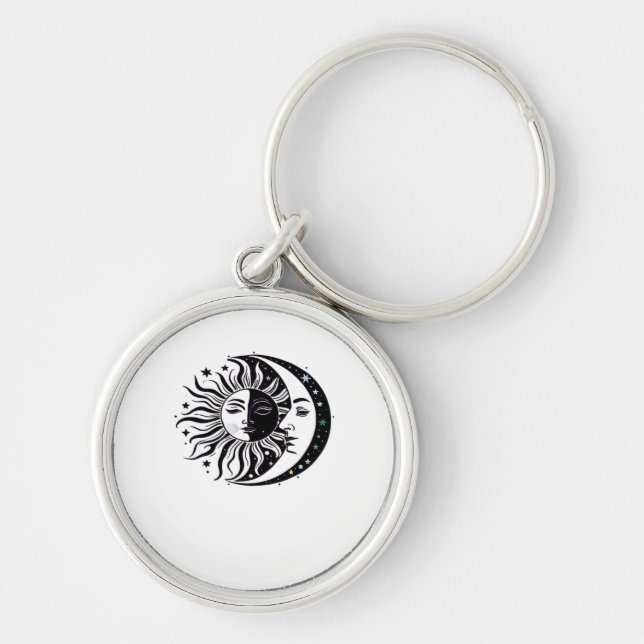 Porte-clés Whimsigoth Aquarelle Sun Moon Witchy Classic (Devant)