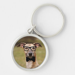 Porte-clés Whippet nerd en lunettes et Porte - clé de Cravate