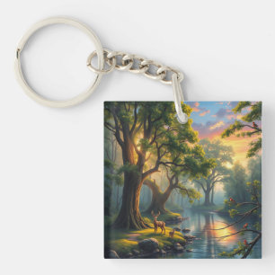 Porte-clés Whisperpering Woods à Dawn Nature Artwork Magnet