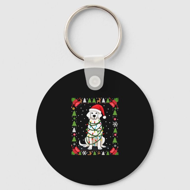 Porte-clés White Boxer Dog Ugly Christmas Sweater Funny Xmas  (Recto)
