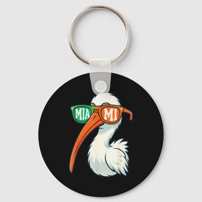 Porte-clés White Ibis With Sungles American Vintage Style  (Recto)