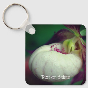 Porte-clés White Lady Slipper Orchid Flower Personalized