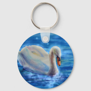 Porte-clés White swan watercolor painting