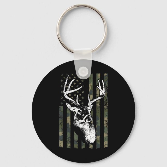 Porte-clés Whitetail Buck Deer Hunting USA Camouflage Amériqu (Recto)