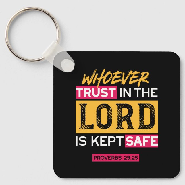 Porte-clés Whoever Trusts in the Lord Is Kept Safe Quote (Recto)