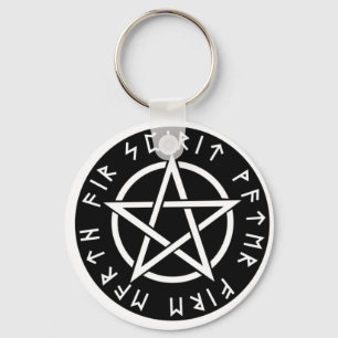 Porte-clés Wiccan Black Runic Pentagram