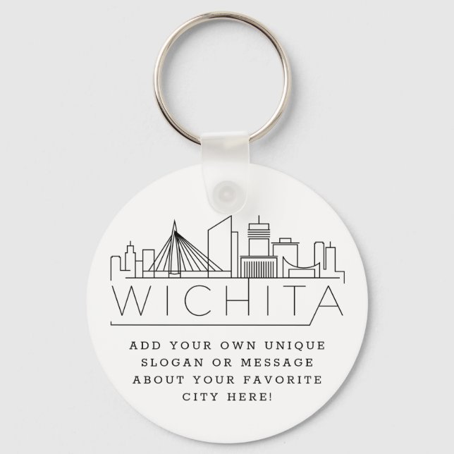 Porte-clés Wichita, Kansas Styliszed Skyline | Slogan personn (Recto)