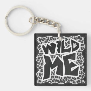 Porte-clés Wild Me Leopard blanc et noir