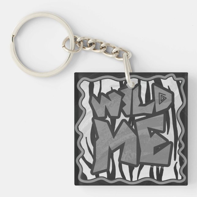 Porte-clés Wild Me Tiger noir et blanc (Devant)