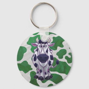 Porte-clés Wild Me Vache Vert et blanc Imprimer