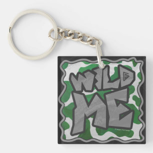 Porte-clés Wild Me Vache Vert et blanc Imprimer