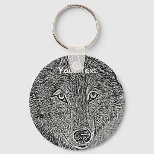 Porte-clés wildlife portrait painting of gray wolf 