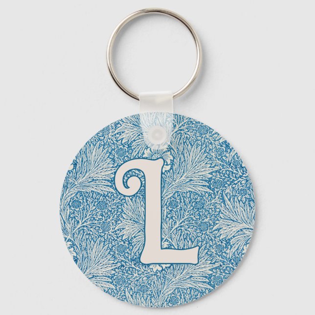 Porte-clés William Morris Blue Marigold Monogramme (Recto)