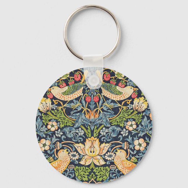 Porte-clés William Morris Strawberry Thief Motif floral (Recto)