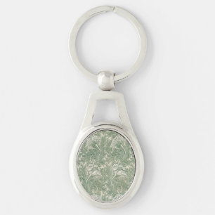 Porte-clés William Morris tulip fond textile vert
