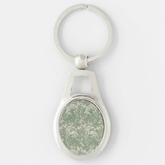 Porte-clés William Morris tulip fond textile vert (Devant)