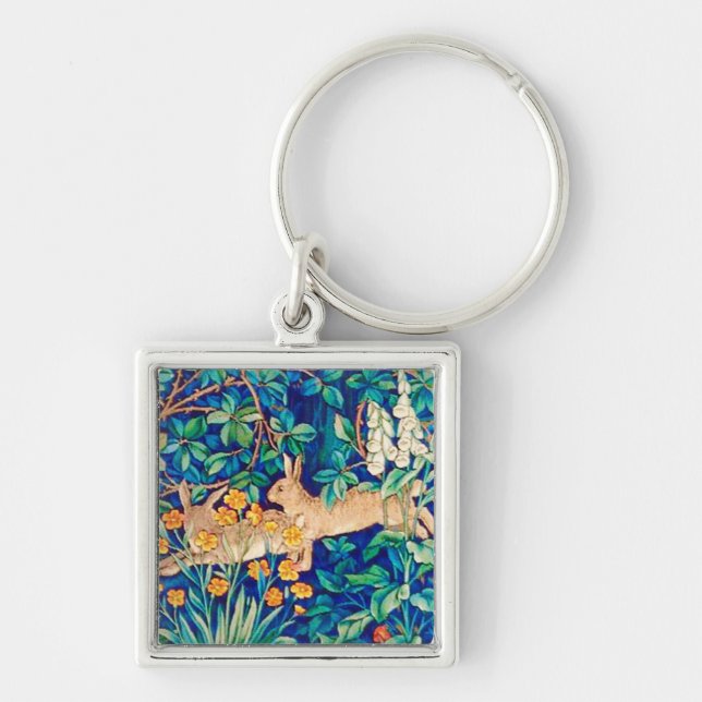 Porte-clés William Morris "Two Hares" Lapins sauvages Imprime (Devant)