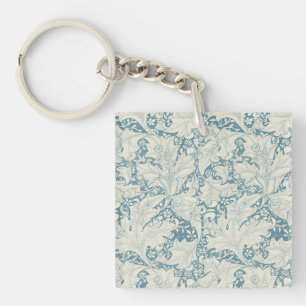 Porte-clés William Morris Wallflower bleu damas floral