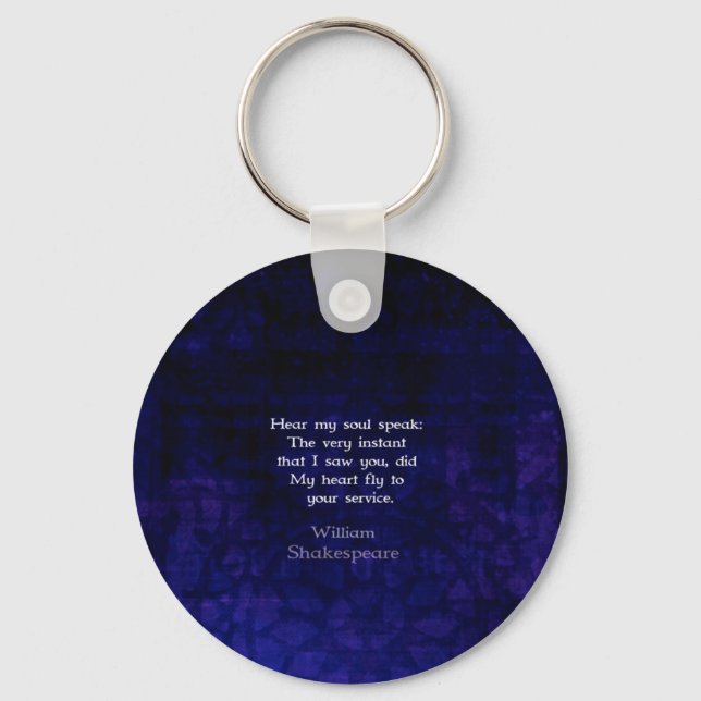 Porte-clés William Shakespeare Citation d'amour romantique (Recto)