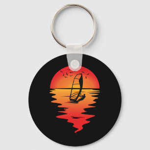 Porte-clés Windsurfer Vintage Romantique Lever de soleil Couc