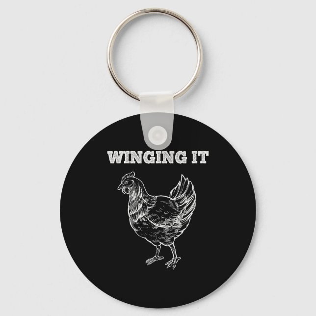 Porte-clés Winging It Funny Chicken Wings Lovers Quote  (Recto)