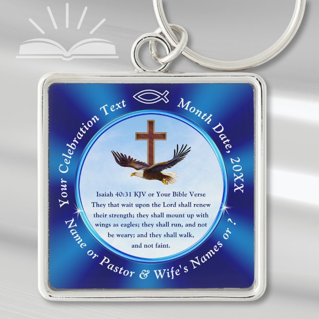 Porte-clés Wings as Eagles Personalized, Christian Key Chain (Bible verse key chain. Gifts for new ministers. Gifts for retiring ministers. Isaiah 40:31 Eagles.)