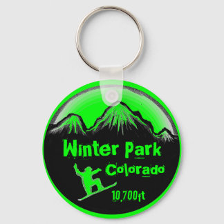 Porte-clés Winter Park Colorado green snowboard art porte - c